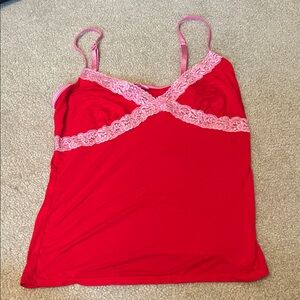 Pink Victoria's Secret Red Cami with Pink Lace